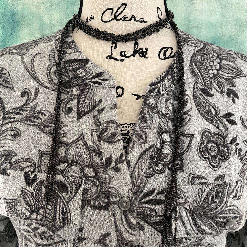 Women's Grey Printed Long Sleeves Shirt